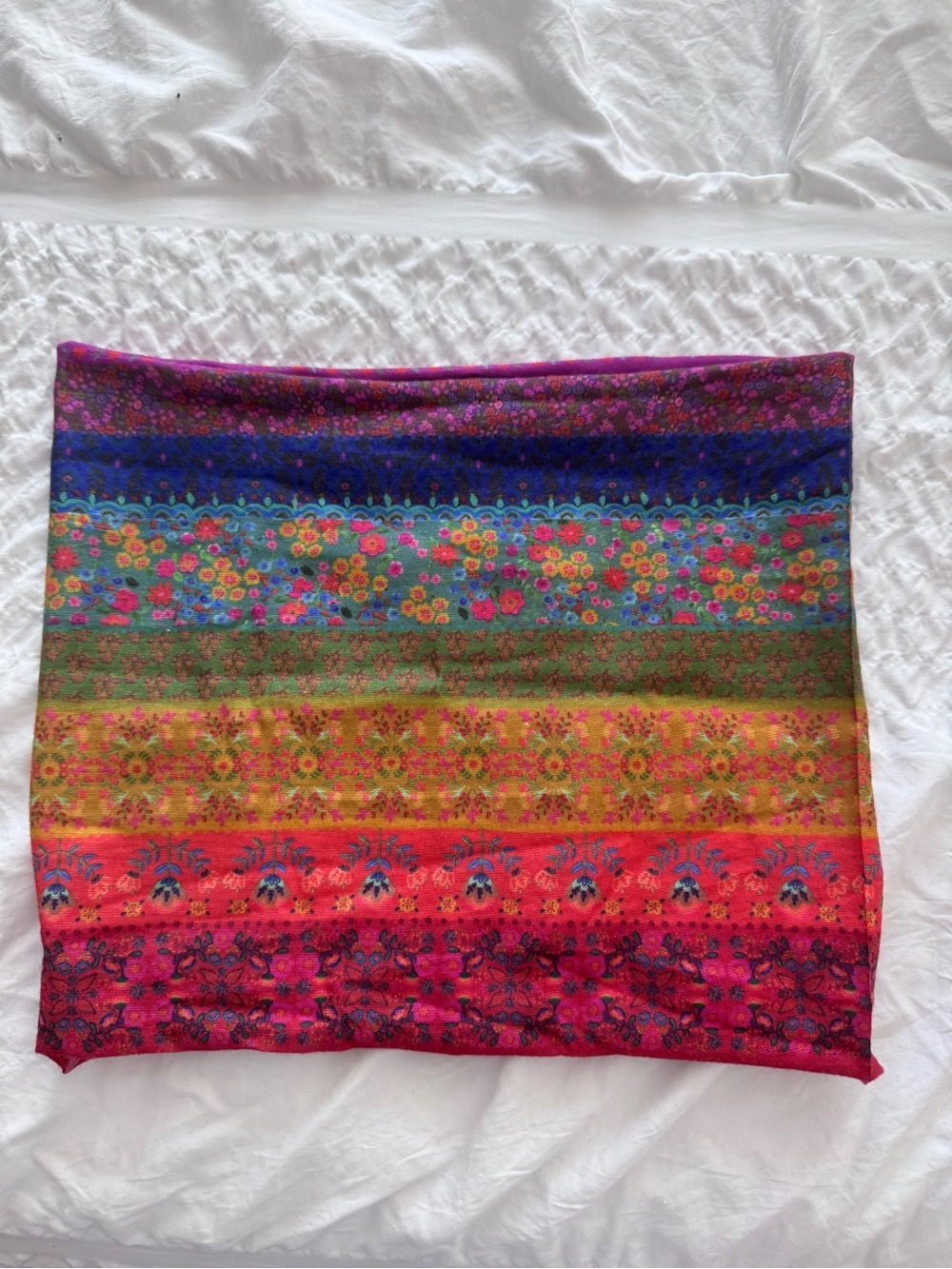 Multicolor Floral Stripe Knit Skirt